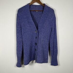 J Jill Women's Size Small Purple Heather Button Up Long Sleeve Cardigan Sweater